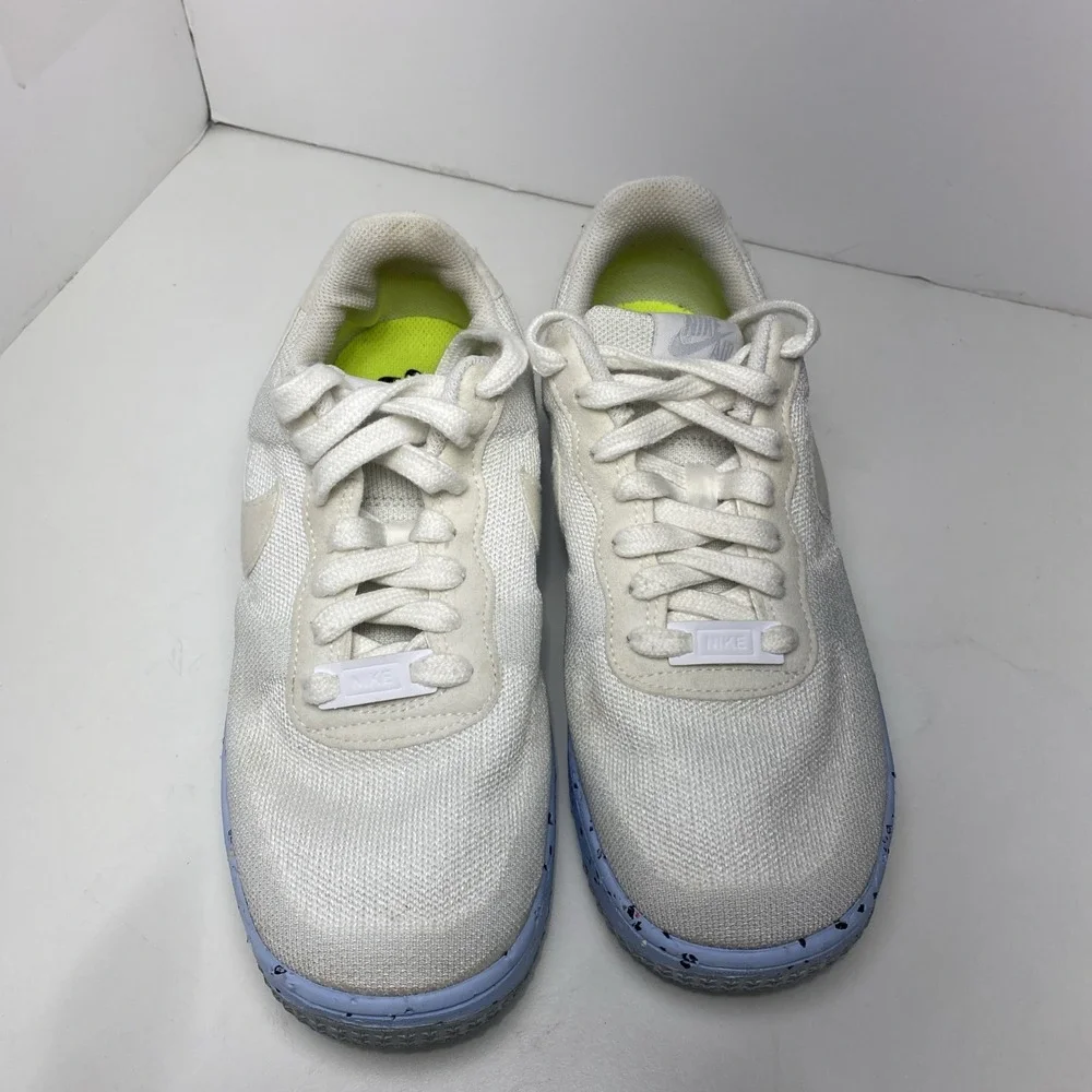 Nike Air Force‎ 1 Crater Flyknit White Pure Platinum DC7273-100 Womens Size 8